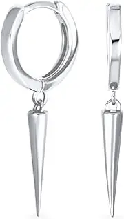 [Bling Jewelry] Unisex Retro Hip Hop Punk Rocker Goth Biker Jewelry Points Arrow Spike Half Hoop Front Back Stud Earrings For Teens Women Black Gold Plated .925 Sterling Silver CZ Accent