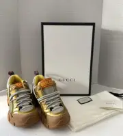 Gucci Flashtrek Mesh Leather Gold Women’s Sz 6 US / 36G ( 552532) NWB