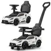 Babyjoy Kids Ride on Push Car Maserati Licensed Sliding Car w/Universal Wheels 3-in-1 Sliding Walking Car White