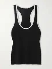 [James Perse] James Perse - Ribbed Linen-blend Jersey Tank - Black - 4 4 Black