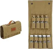 [zolyet] Seasoning Bottle Storage Bag Travel Spice Holder with Spice Bottle for Camping Hiking Sand Color Storage Bag and Bottle