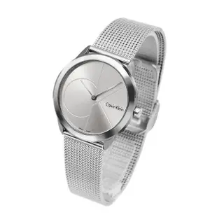 【Calvin Klein 凱文克萊】minimal系列 大CK銀色系 米蘭錶帶 手錶 情侶錶 CK錶 35mm(K3M2212Z)