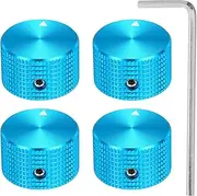sourcing map 4 Pcs Aluminium Potentiometer Knobs, 1/4" (6mm) Universal Volume Tone Control Knobs for Guitar, Bass, Grid 5/8" Blue