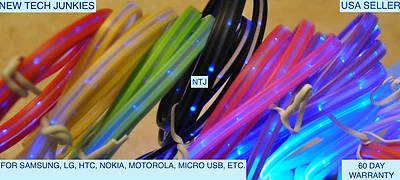 LED light-up data sync glow charger cable for MICRO-B USB ANDROID SMART PHONES