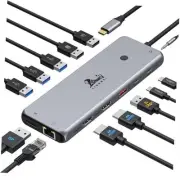 USB C Hub USB C Docking Station Dual Monitor 13 in 1 Triple Display Black