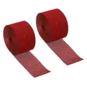 2pcs 2" Wide 11 Yards Burlap Fabric Ribbon Jute Crafts Roll Wrapping Wine Red