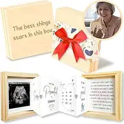 WOODAMORE Pregnancy Announcement for Grandma - Surprise Grandma Baby Announcement Box, Promoted To Grandma Gift 2024, Ultrasound Picture Frame Grandma Pregnancy Reveal, New Baby Announcements Ideas