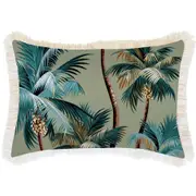Cushion Cover-Coastal Fringe-Palm Trees Sage-35cm x 50cm