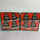 Vintage Cross-stitched Christmas Tree Dinner Party Napkin Rings Set Of 8 NEW