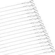[KiRYu] 30 Pack Necklace Chain Silver Plated Necklace Snake Chains Bulk for Jewelry Making, 1.2 mm (18 Inches)