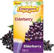 Emergen-C Elderberry Fizzy Drink Mix, Elderberry Immune Support, Natural Flavors, with High Potency Vitamin C, Elderberry, 18 Count