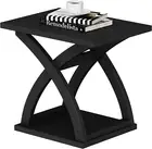 End Side Table Modern End Table with Storage Shelf X-Design Side Table Black