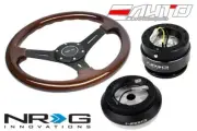 NRG 330mm Brown Wood BK Spoke Steering Wheel 1.5" DP w/ 130H Hub Gen2 Release CF (for: Honda)