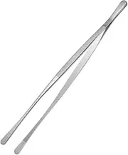 Long Grill Tongs, Heavy Duty Stainless Steel Tweezer Tongs for Cooking, Grilling, Barbecue/BBQ, Buffet and Turning Food (Silvery, 30CM)