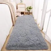 Soft Area Rug Fluffy Rugs for Living Room Bedroom Decor, 2x6 2 x 6 Feet Grey