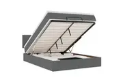 Ottoman Bed with Mattress & LEDs Dark Grey Queen Fabric vidaXL
