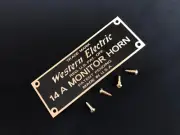 WESTERN ELECTRIC 14A SPEAKER logo badge label nameplate - New reproduction DIY