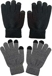 [FOMIYES] Flexible Breathable Fleece Gloves 2 Pairs Sports Gloves Nonslip Touch Screen for Cycling Running Winter Sports