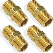 boeray 4pcs 1/4" NPT Male Thread to 1/4" NPT Male Thread Brass Pipe Hose Fitting Straight Hex Nipple Fast Coupler Adapter
