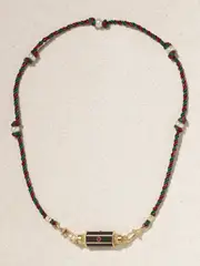 [Marie Lichtenberg] Marie Lichtenberg - Baby Locket 18-karat Gold, Wood, Ruby And Pearl Necklace - Black - One size One size Black