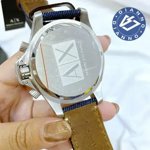 帝安諾-實體店面 Armani Exchange A|X 三眼三環 大錶面 鐵灰 牛仔皮錶帶 AX1517 黑 48mm►超取399免運