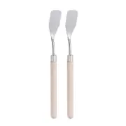 2pcs Stainless Steel Wood Handle Flat Head Pallet Knife for Acrylic Painting