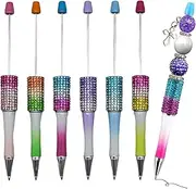 Maydahui 12PCS Colorful Gradient Diamond Beadable Ballpoint Pens Retractable Bling Bead Pen Plastic DIY Gem Pens Cool Shaft Beaded Pen for DIY Making School Party Office(Beads Not Included)