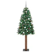 Slim Christmas Tree LED & Ball Set Green 210 cm PVC