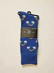 MARC ECKO RAINBOW SOCKS Novelty BLUE (SHOE Sz 6-12) NWT