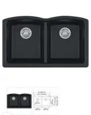 Franke ELG120ONY Ellipse Granite Undermount Double Bowl Kitchen Sink, Onyx NEW!