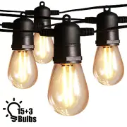 Outdoor String Lights LED 48FT S14 Globe Patio Shatterproof Bulb Waterproof Z7C5
