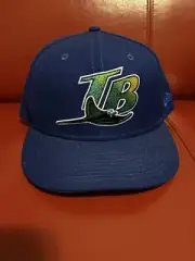New Era 59Fifty Tampa Bay Rays Purple Cooperstown Official Hat 7 1/2 Authentic