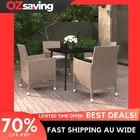 Garden dining set 5 piece cushions rattan black cream white outdoor 9752