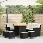 L-shaped Couch Sofa with Cushions Poly Rattan Outdoor Sofa Garden Sofa vidaXL