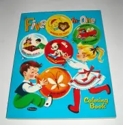 WHITMAN FIVE in ONE COLORING BOOK 1959 UNUSED NEW TRACE DOT-to-DOT KITTENS PUPPY