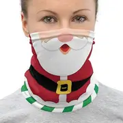 Christmas Santa Balaclava Cycling Face Mask Cover Tube Scarf Snood Biker Neck Warmer Bandana One Size Moustache Green