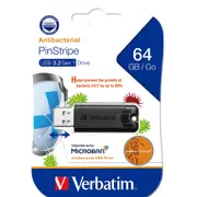 Verbatim MicroBan Antibacterial Pinstripe USB 3.0 Drive Stick 64GB