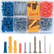 360 Pcs Drywall Wall Anchors and Screws and Nails Kits, Chipboard Wall Fish Type
