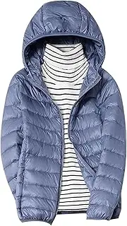 [Generic] Lightweight Puffer Jacket Women Plus Size Padded Down Coats Zip Up Warm Winter Jacket Outerwear with Hooded (Color : Blue, Size : 3X-Large)