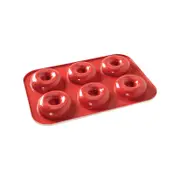 Nordic Ware Classic Donut Pan 6 Cup Red