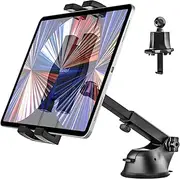 woleyi 3-in-1 Tablet Holder for Car Truck, Car Tablet Mount Dashboard Windshield Air Vent Long Arm Strong Suction Cup for iPad Pro, Air, Mini, Galaxy Tabs, Z Fold, Fire HD, iPhone, 4.7-13" Devices