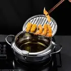 Japanese Style Deep Frying Pot with Thermometer 304 Stainless Steel Frying Pan A