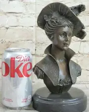 STUNNING HOT CAST BRONZE FIGURE.PRETTY LADY FLAPPER.TOP HAT HAND MADE ART SALE