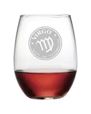 Susquehanna Glass Set of Four Virgo Stamp 21oz Stemless Wine Glasses