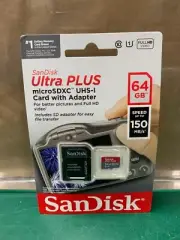 SanDisk Ultra PLUS 64GB microSDXC UHS-I Card w Adapter - 150 MB/s (E10028856)