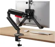 Monitor Arm Gas Single Monitor Mount Arm with Mounting Adaptor Brackets, Fit Max 32”Screens Without Mounting Holes, Adjustable Gas Spring Single Monitor Desk Mount Monitor Desk Mount