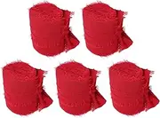 Red Chiffon Ribbon, 5 Rolls Red Handmade Fringe Chiffon Silk Ribbon, Red Fringe Chiffon Ribbon Decorative Ribbon for Wedding Invitations, Bridal Bouquets, Gifts Wrapping