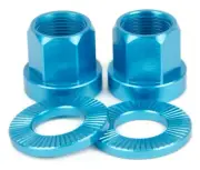 2 x SHADOW CONSPIRACY BMX BICYCLE AXLE NUTS 14mm CULT GT SUBROSA HARO BLUE NEW