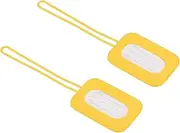 uxcell Luggage Tag, 2 Pack Silicone Identifier Card Holder Label Bright Travel Bag Tag for Baggage Suitcase, Yellow