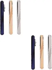 [LIFKOME] Blue Striped Clip Regular Ties Clip Business Ties Clip Mens Tie Bar Tie Clips Tie Bar Pin Necktie Tie Bar Decorative Necktie Clip Wedding Ties Clip Copper